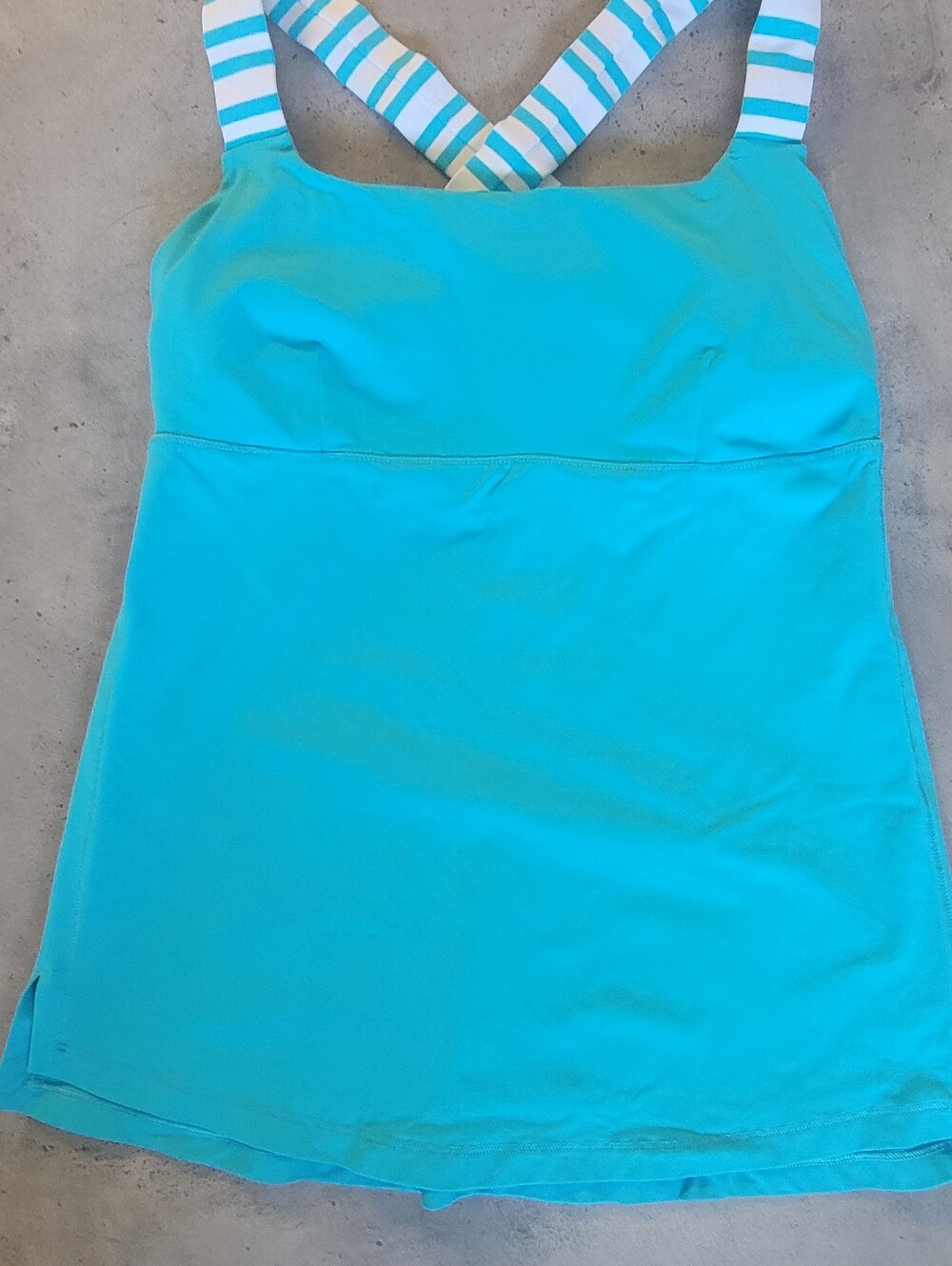 Women’s Aqua Blue Lululemon Top with Striped Straps (1042)